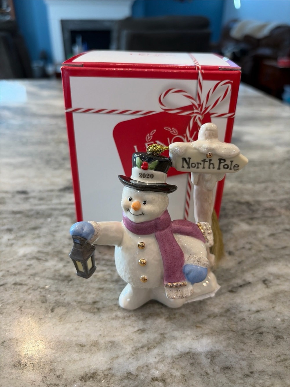 NIB Lenox 2020 North Pole Snowman Ornament Gold Accent Christmas Tree Decore
